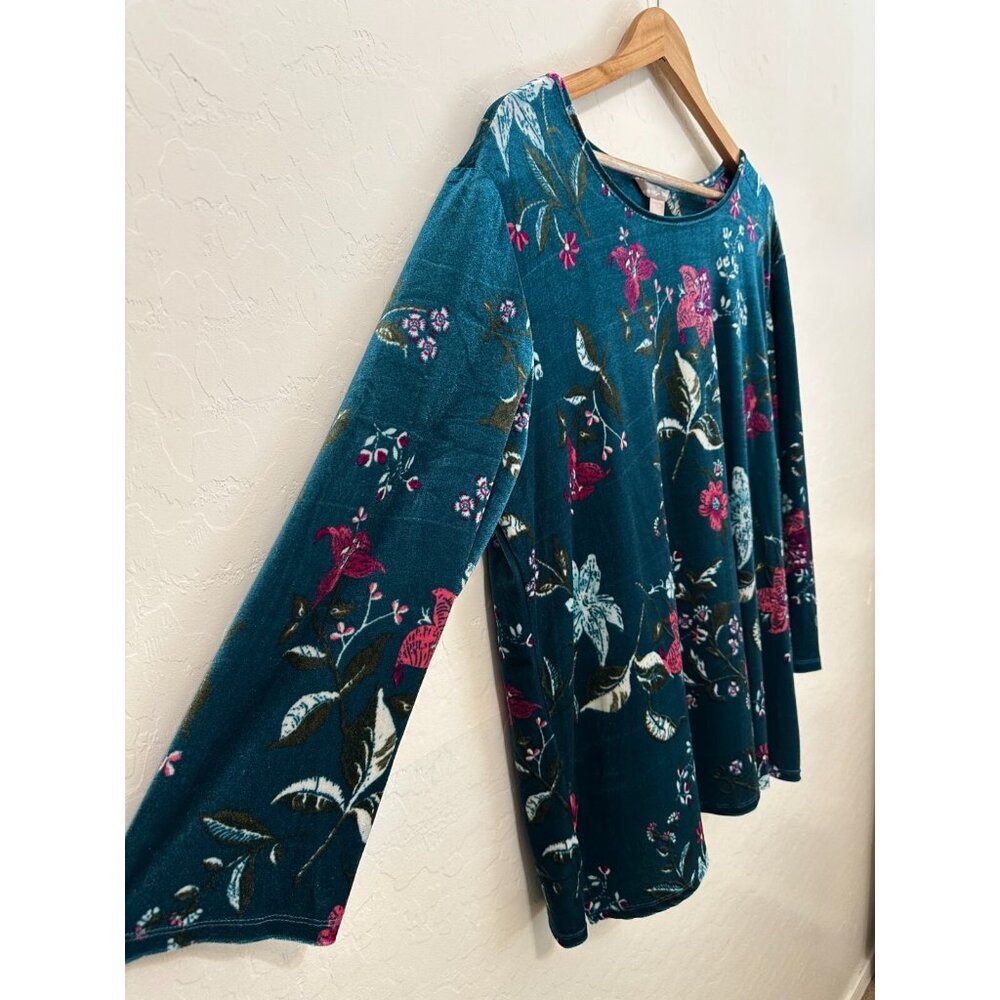 White Stag Womans Velvet Floral Top Sz 16/18 Fairygrunge 90s Boho Western Office - Picture 9 of 10
